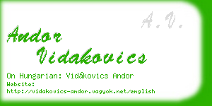 andor vidakovics business card
