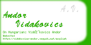 andor vidakovics business card